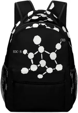 Cocaine Molecule Formula Chemistry Laptop Bag Cute Backpack Casual Daypack for Camping Sporting Traveling