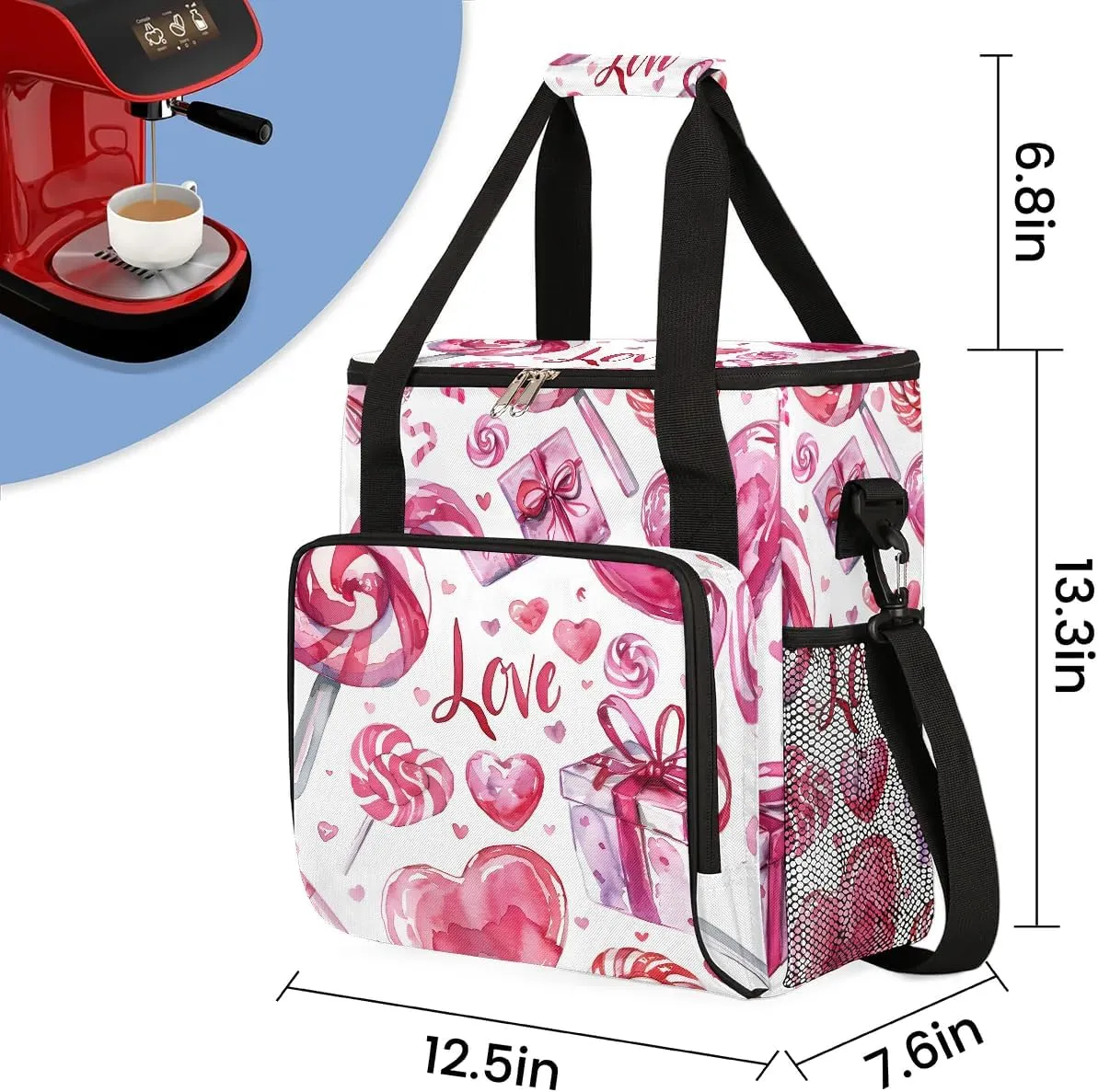 Coffee Maker Travel Bag Compatible with Keurig K-Mini, K-Mini Plus, Nespresso Vertuo or Other Accessories, Portable Coffee Maker Case with Shoulder Strap for Travel(Bag Only)