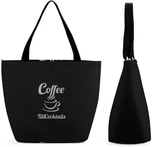 Coffee Till Cocktails Women's Reusable Shopping Bags Foldable Tote Bag Lightweight Handbag for Work Travel