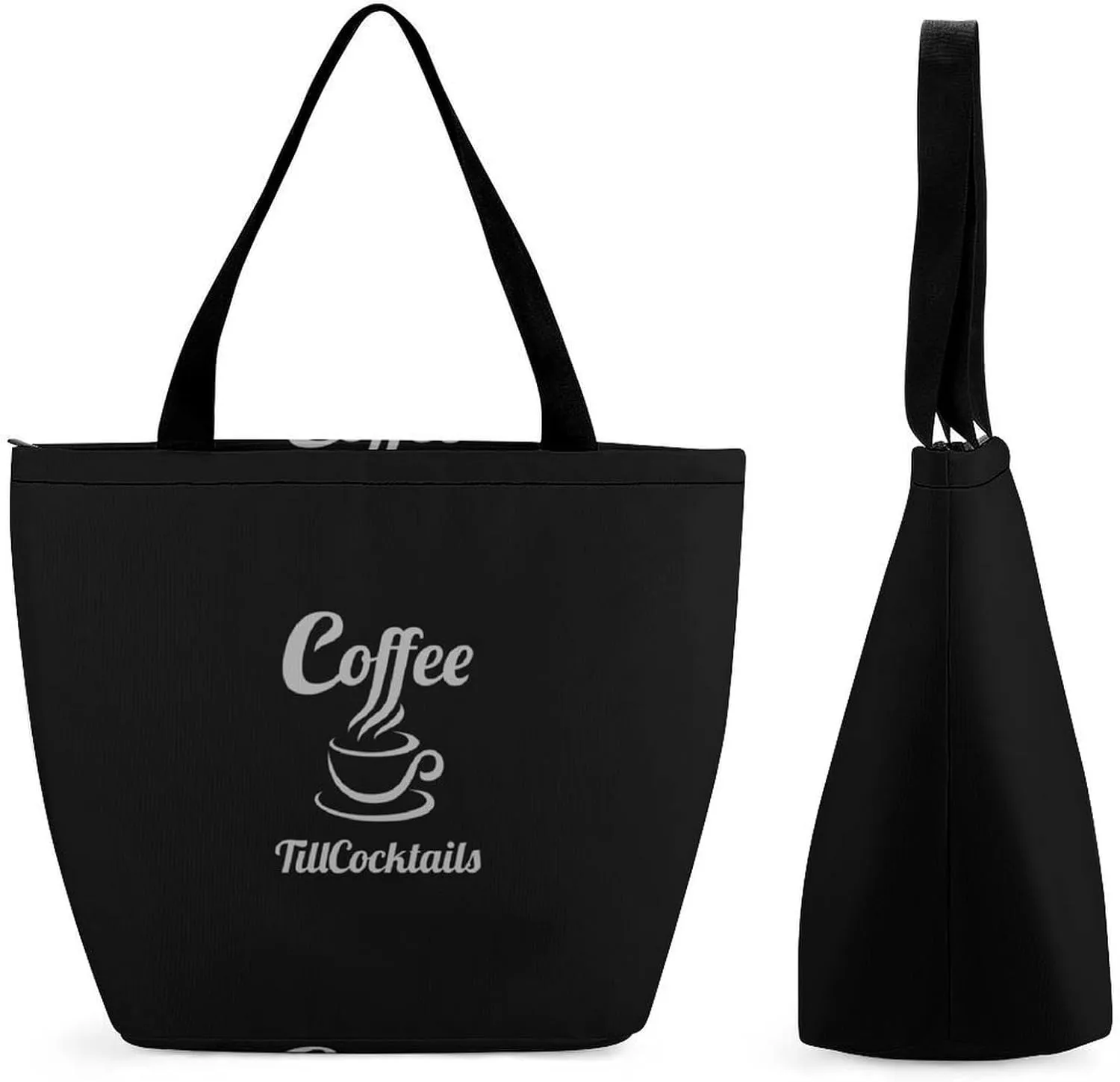 Coffee Till Cocktails Women's Reusable Shopping Bags Foldable Tote Bag Lightweight Handbag for Work Travel