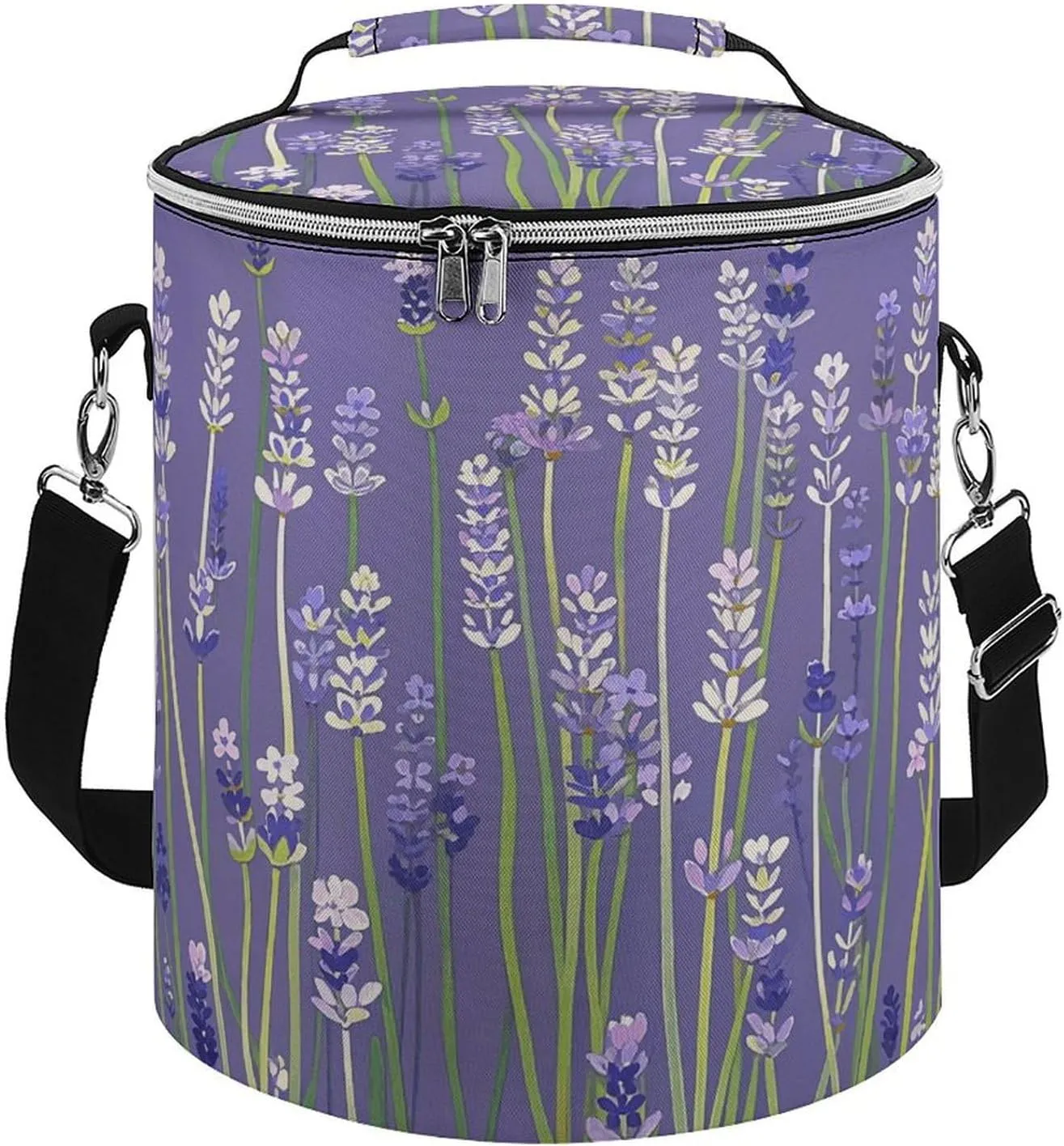Collapsible Insulated Cooler Bag Peppermint Print Leakproof Soft Cooler Bag Round Casserole Carrier for Hot & Cold Food