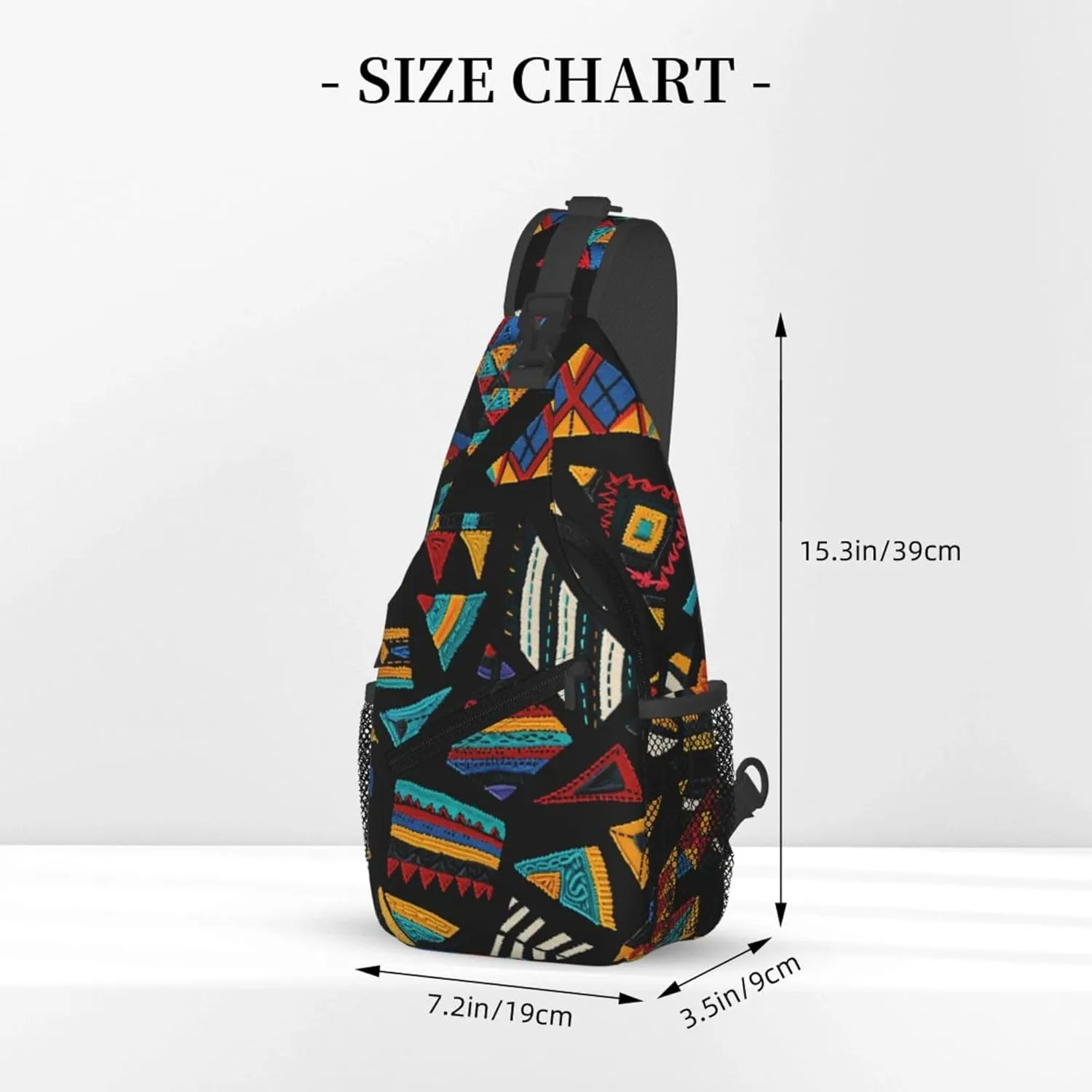 Colorful Triangles Pattern Sling Backpack Crossbody Bag, Chest Bag Daypack for Outdoors Hiking Traveling