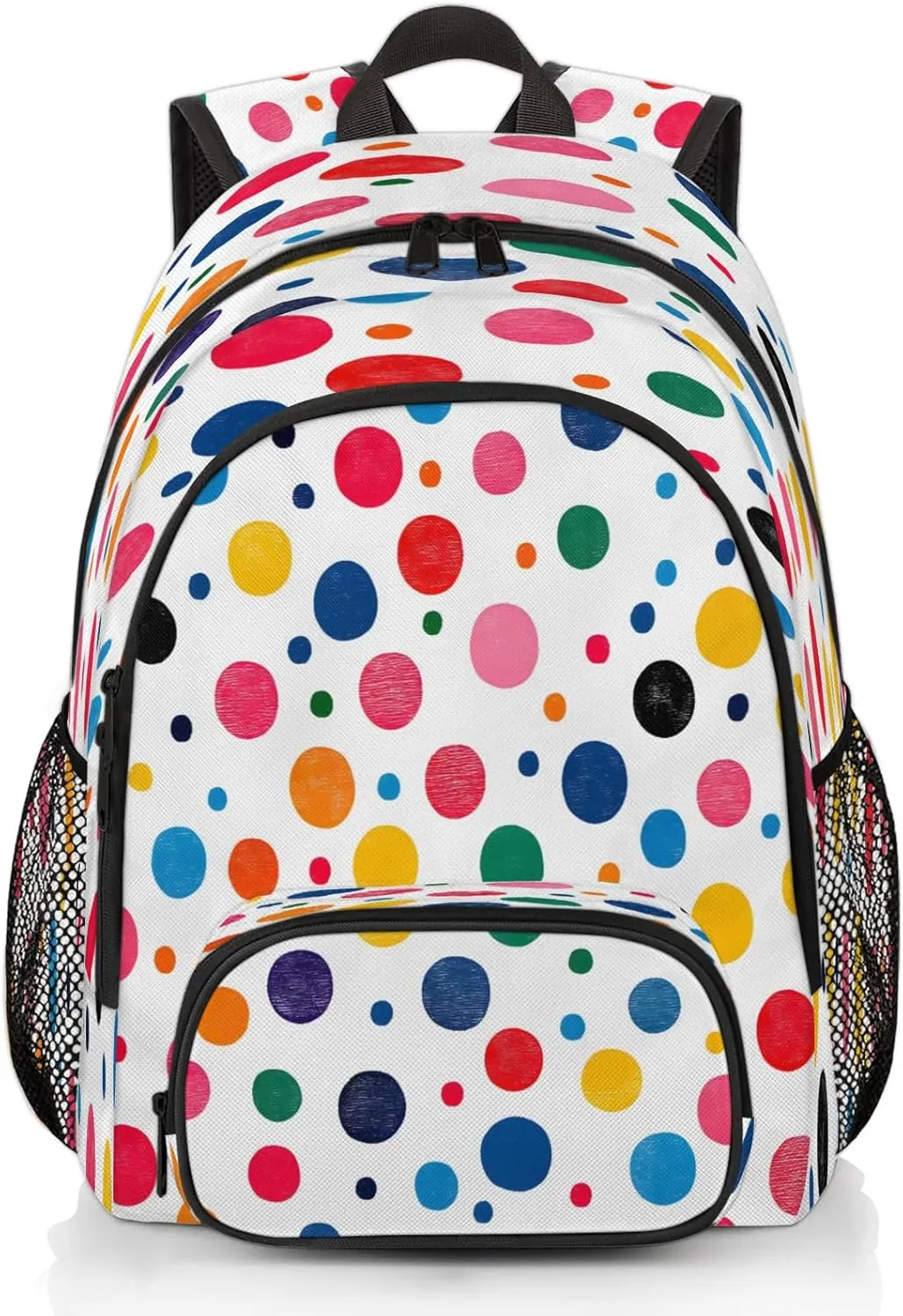Colourful Polka Dots Travel Laptop Backpacks for Women Men, Cute Polka Dot 16.7" Waterproof Back Pack Casual Daypack for Travel