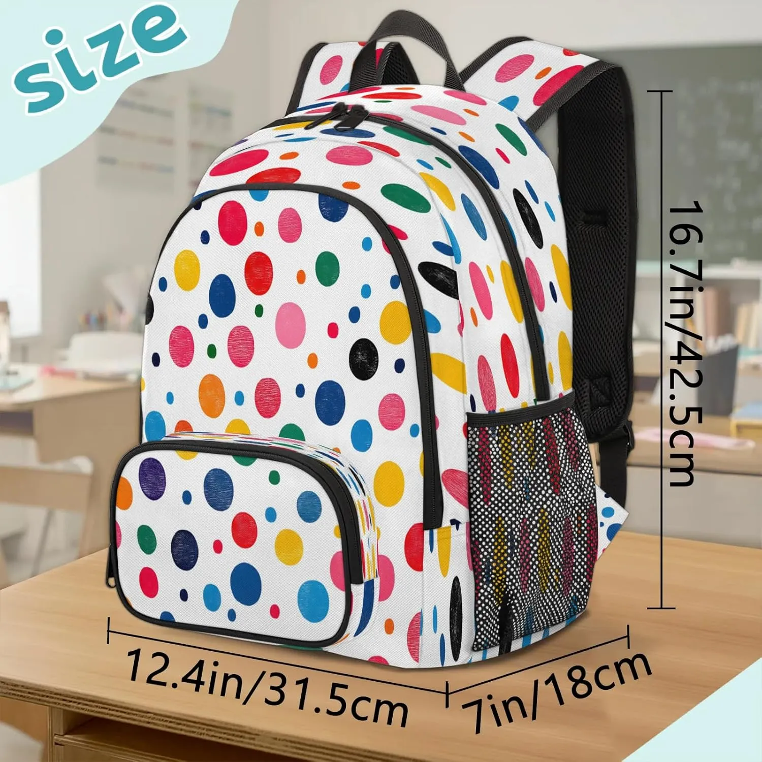 Colourful Polka Dots Travel Laptop Backpacks for Women Men, Cute Polka Dot 16.7" Waterproof Back Pack Casual Daypack for Travel