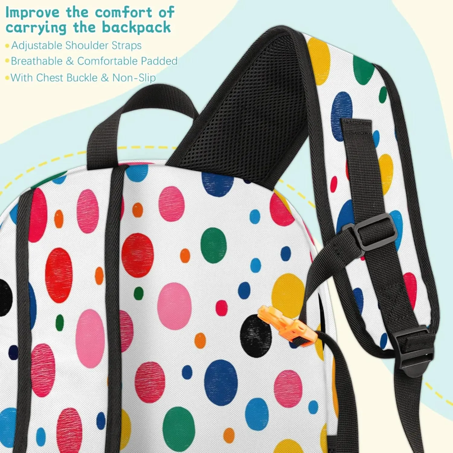 Colourful Polka Dots Travel Laptop Backpacks for Women Men, Cute Polka Dot 16.7" Waterproof Back Pack Casual Daypack for Travel