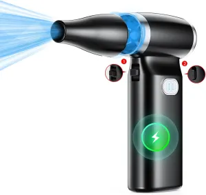Compressed Air Duster - 100 Gear Adjustable 180000RPM Electric Mini Cordless Blower, Portable Handheld Turbo Fan for Cleaning PC & Keyboard, Jet Dry Blower, Replaces Compressed Air Cans