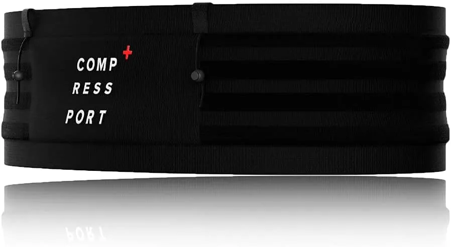 COMPRESSPORT Free Belt Pro - Ergonomic - Ultralight - 6hrs of Autonomy - No Swinging - Large Compartment - Black