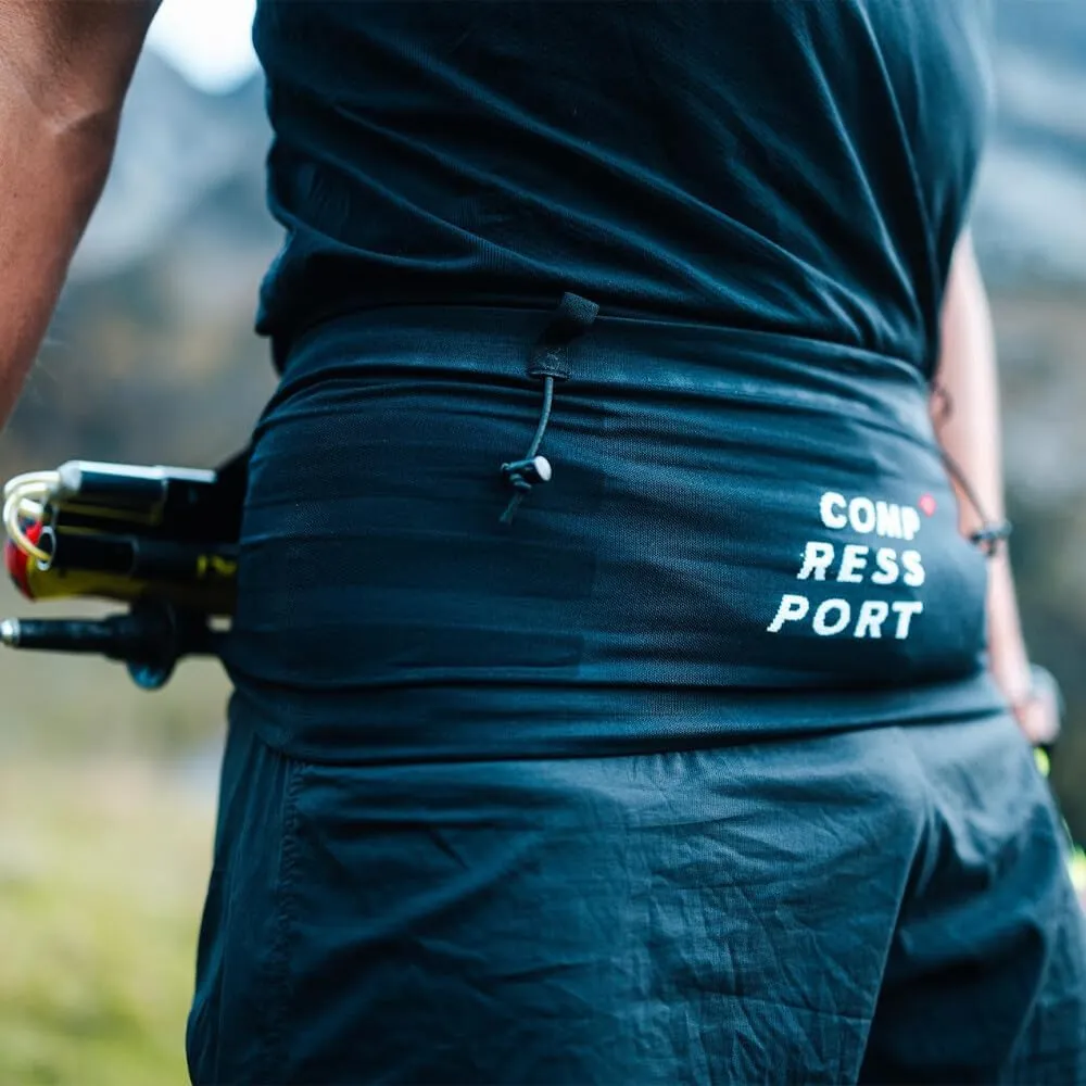 COMPRESSPORT Free Belt Pro - Ergonomic - Ultralight - 6hrs of Autonomy - No Swinging - Large Compartment - Black