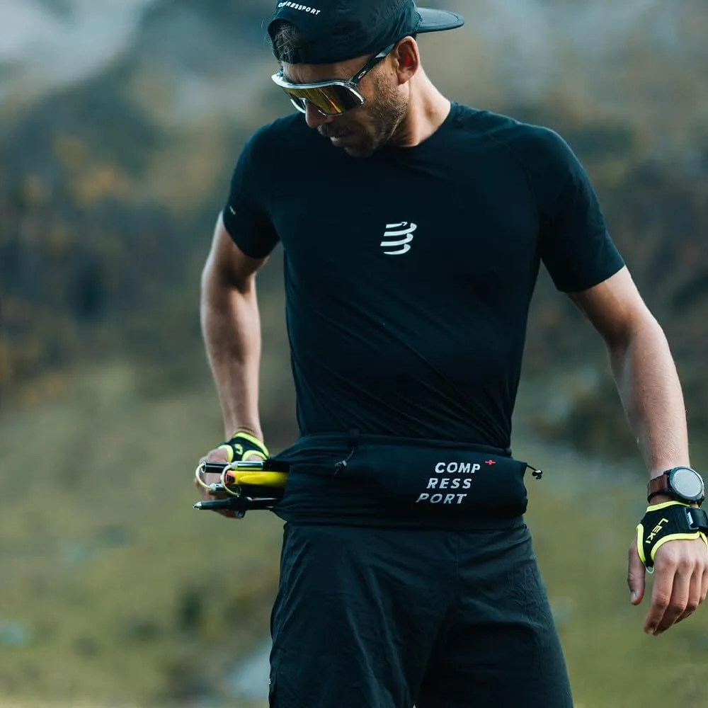 COMPRESSPORT Free Belt Pro - Ergonomic - Ultralight - 6hrs of Autonomy - No Swinging - Large Compartment - Black