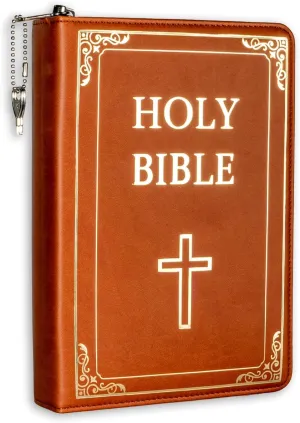 Concealed Carry Gun Pouch, Holy Bible Leather Soft Pistol Case, Lockable Zipper, Handgun Case for 9mm & Glock Guns Storage or Transport