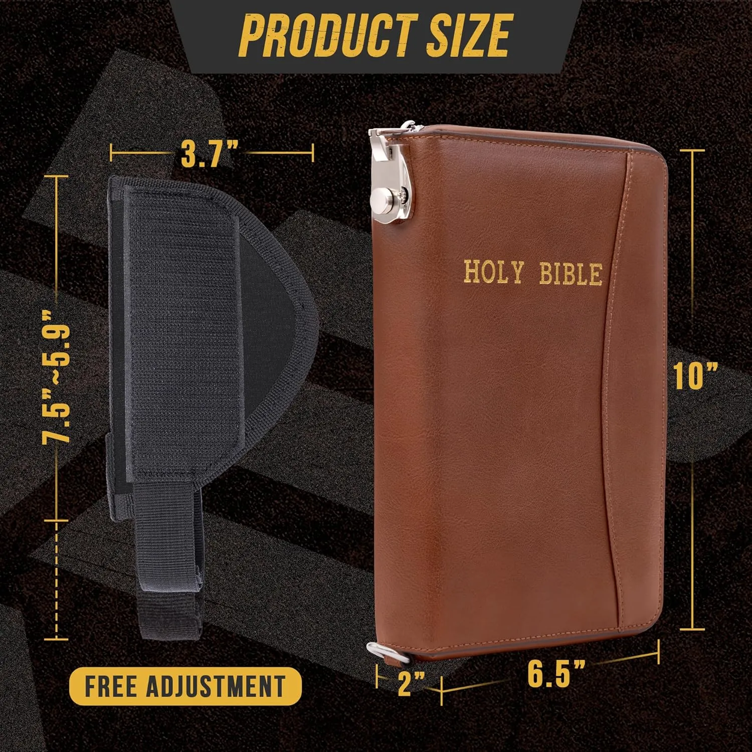 Concealed Carry Gun Pouch, Holy Bible Leather Soft Pistol Case, Lockable Zipper, Handgun Case for 9mm& Glock Guns Storage or Transport