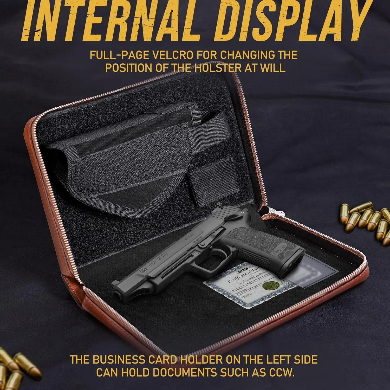 Concealed Carry Gun Pouch, Holy Bible Leather Soft Pistol Case, Lockable Zipper, Handgun Case for 9mm& Glock Guns Storage or Transport