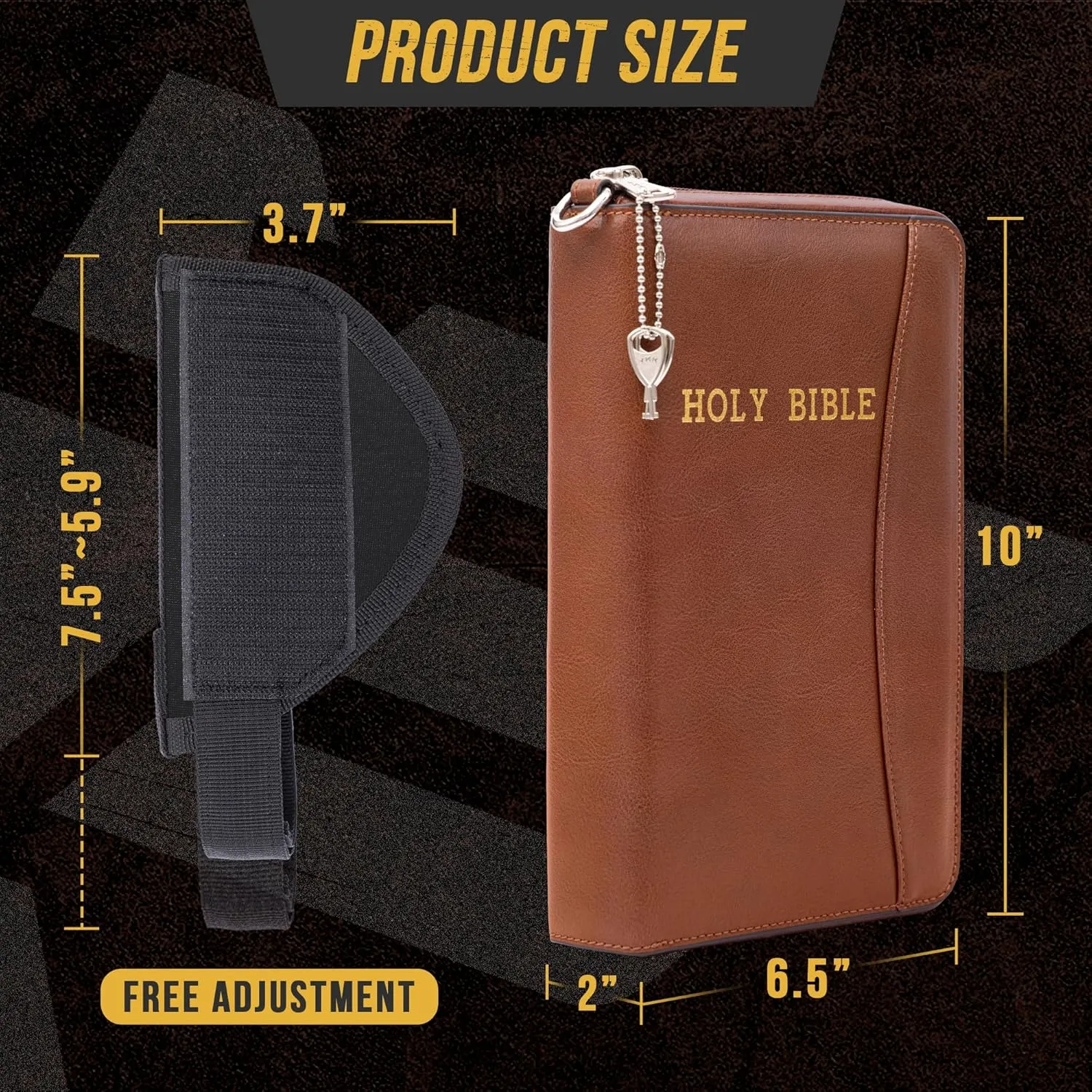 Concealed Carry Gun Pouch, Holy Bible Leather Soft Pistol Case, Lockable Zipper, Handgun Case for 9mm& Glock Guns Storage or Transport