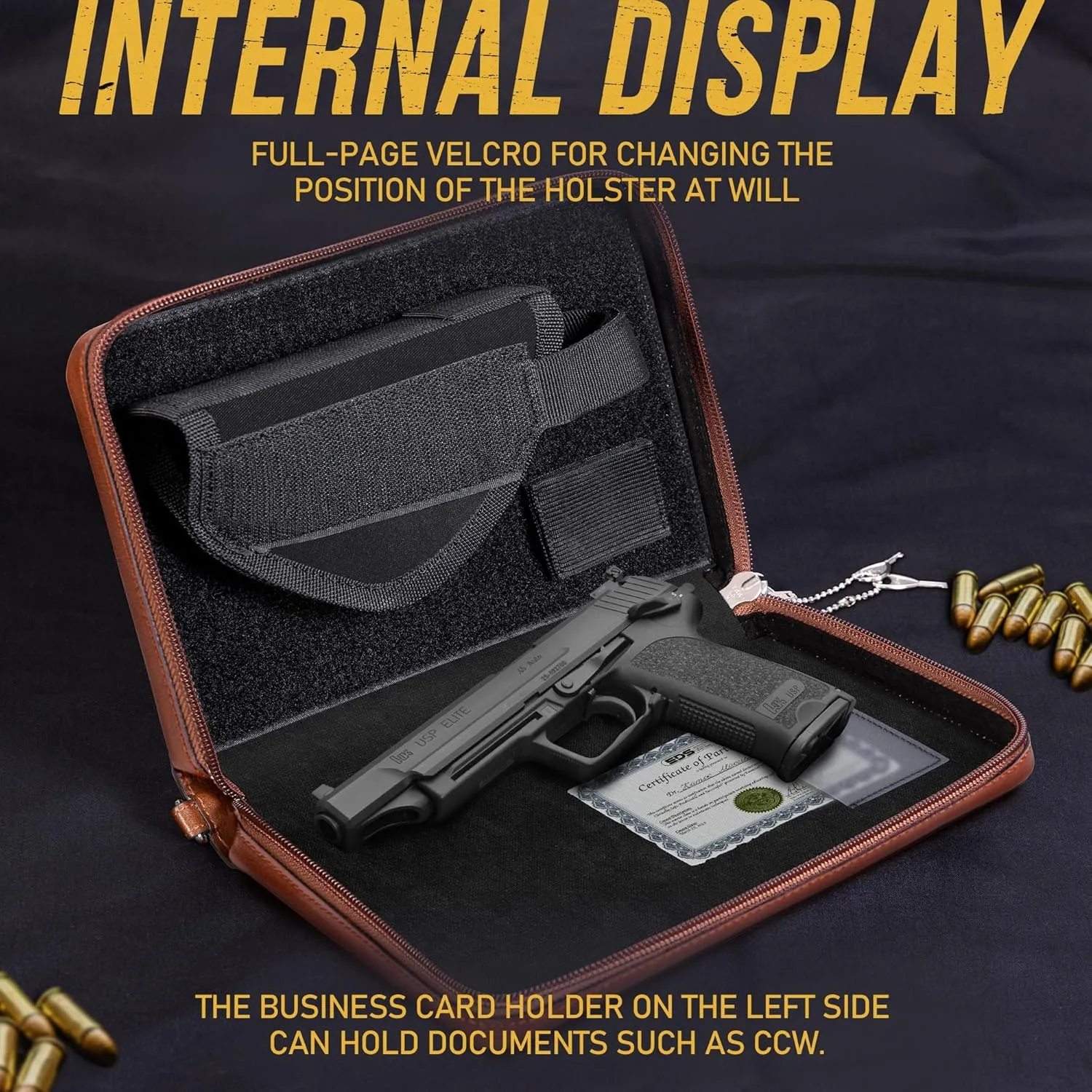 Concealed Carry Gun Pouch, Holy Bible Leather Soft Pistol Case, Lockable Zipper, Handgun Case for 9mm& Glock Guns Storage or Transport