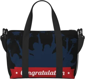 Congratulation Graduate Travel Bag Weekender Bags for Women Men Carry on Overnight Bag Tote Bag Yoga Gym Bag With Adjustable Straps for Gym, Work, Personal Items