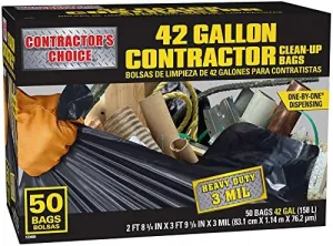 Contractor's Choice 50-Count 42-Gallon Outdoor Construction Trash Bags