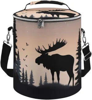Cooler Bag Insulated for Travel, Moose Mountain Pine Tree Wilderness Print Soft Cooler, Insulated Lunch Bag for Camping/Beach/Outdoor/Picnic