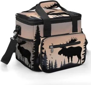 Cooler Bags Insulated for Travel, Moose Mountain Pine Tree Wilderness Print Soft Cooler Bag,Insulated Lunch Bag for Camping/Beach/Outdoor/Picnic