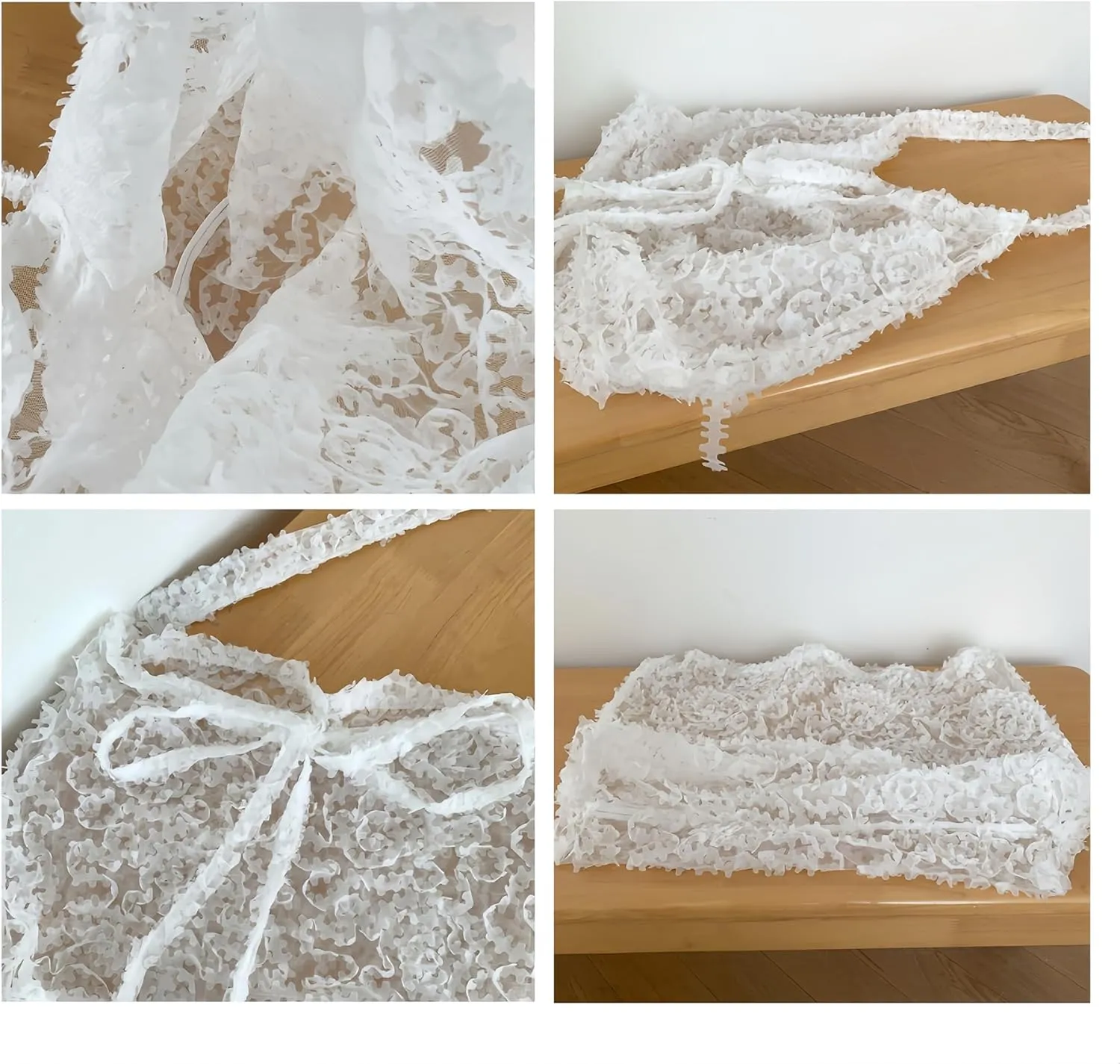 Coquette Tote Bag Women Balletcore Floral Lace Bow Tie Mesh Crossbody Shoulder Bag Elegant Handmade Designer