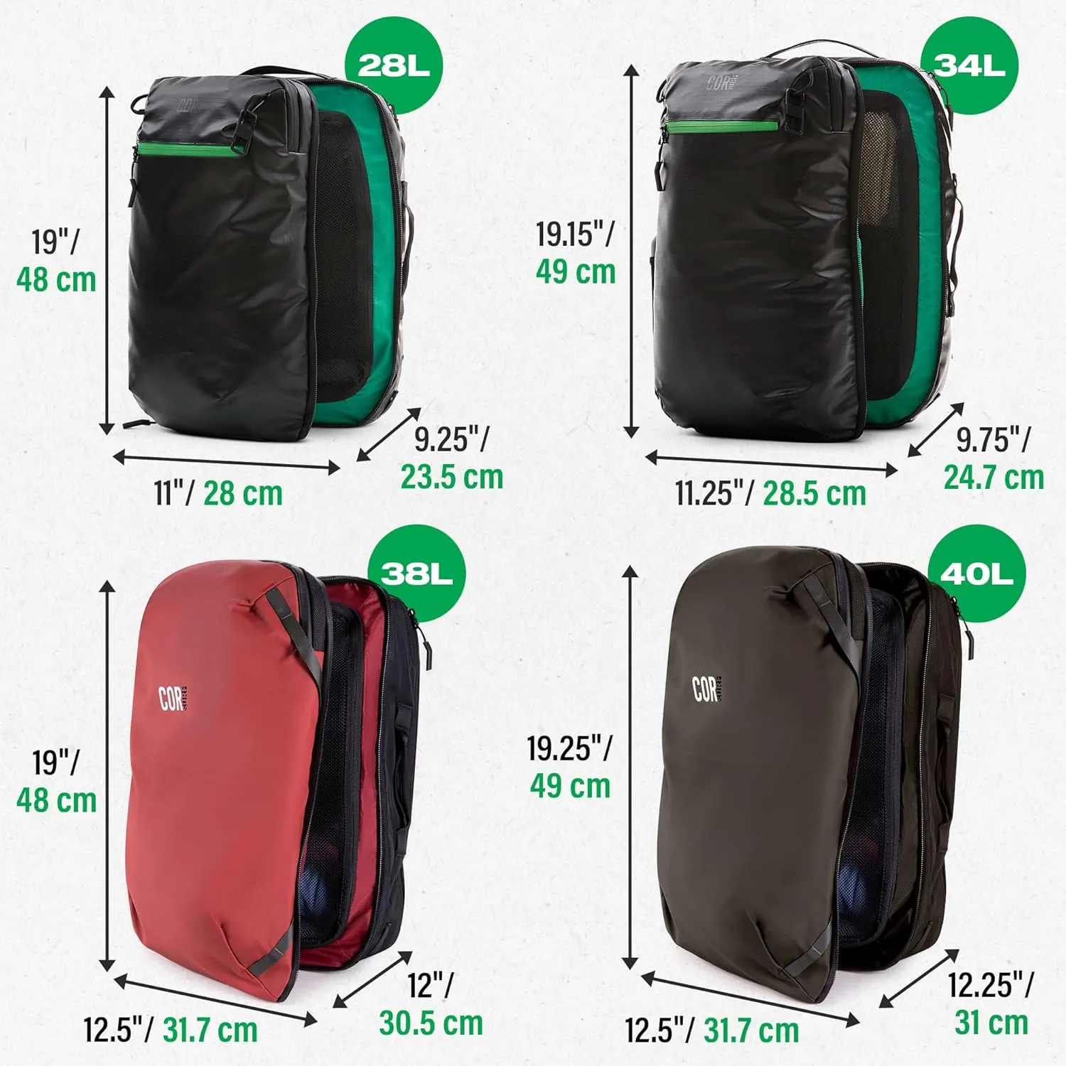COR Surf Carry On Travel Backpack | Island Hopper 2.0 Ultralight Ariline Approved Personal Item Backpack| 28L Matte Black Waterproof Edition - FREE S-Clip Included