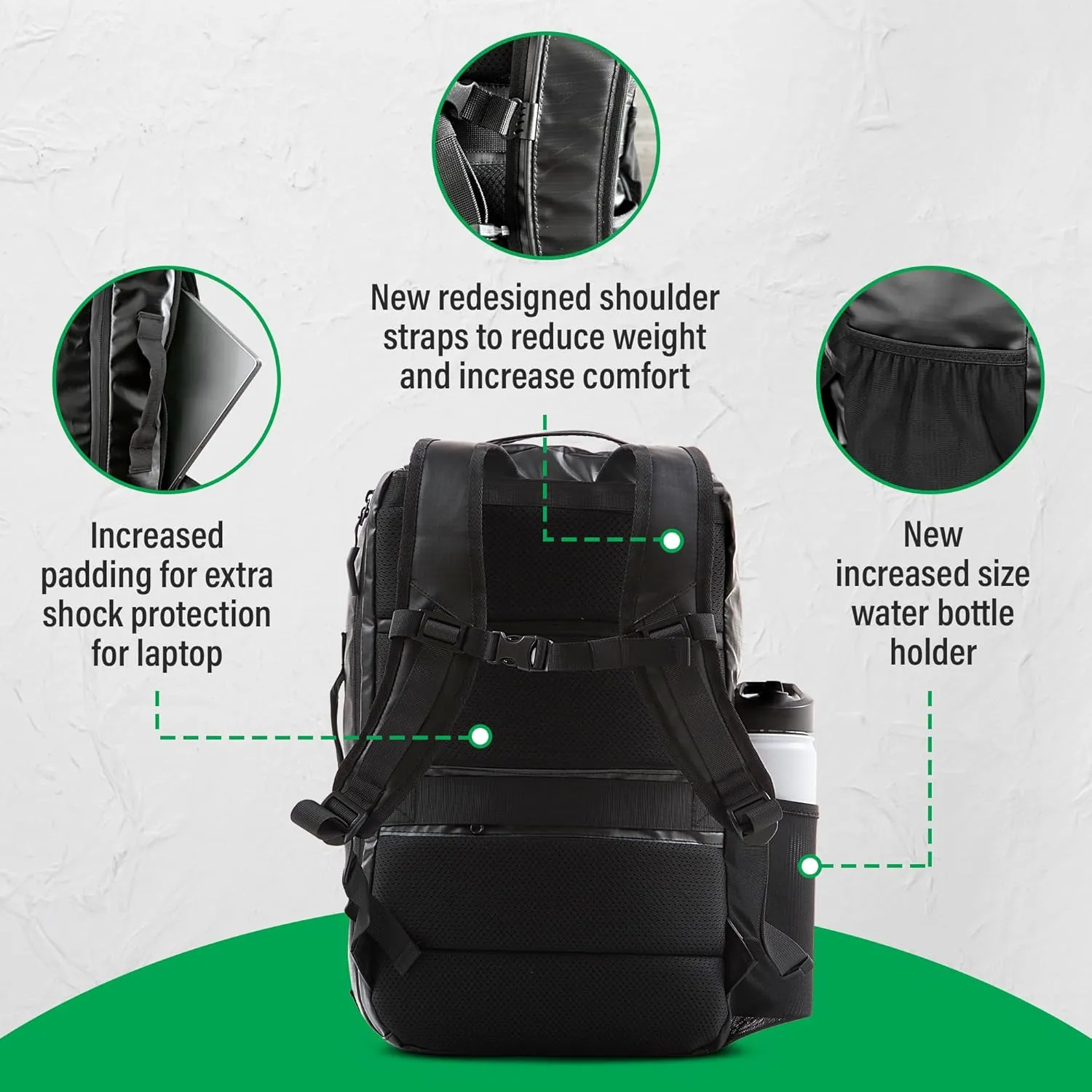 COR Surf Carry On Travel Backpack | Island Hopper 2.0 Ultralight Ariline Approved Personal Item Backpack| 28L Matte Black Waterproof Edition - FREE S-Clip Included