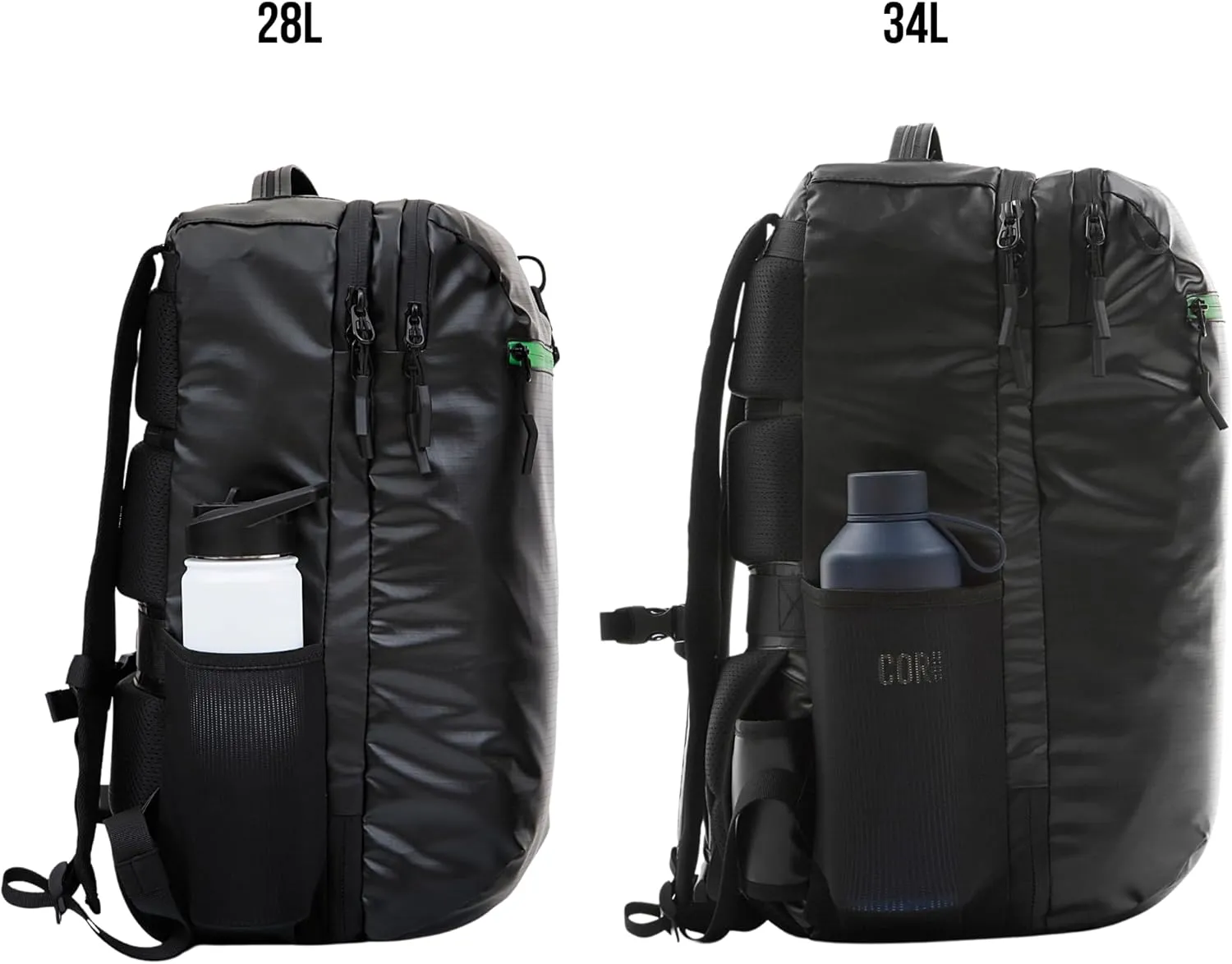 COR Surf Carry On Travel Backpack | Island Hopper 2.0 Ultralight Ariline Approved Personal Item Backpack| 28L Matte Black Waterproof Edition - FREE S-Clip Included