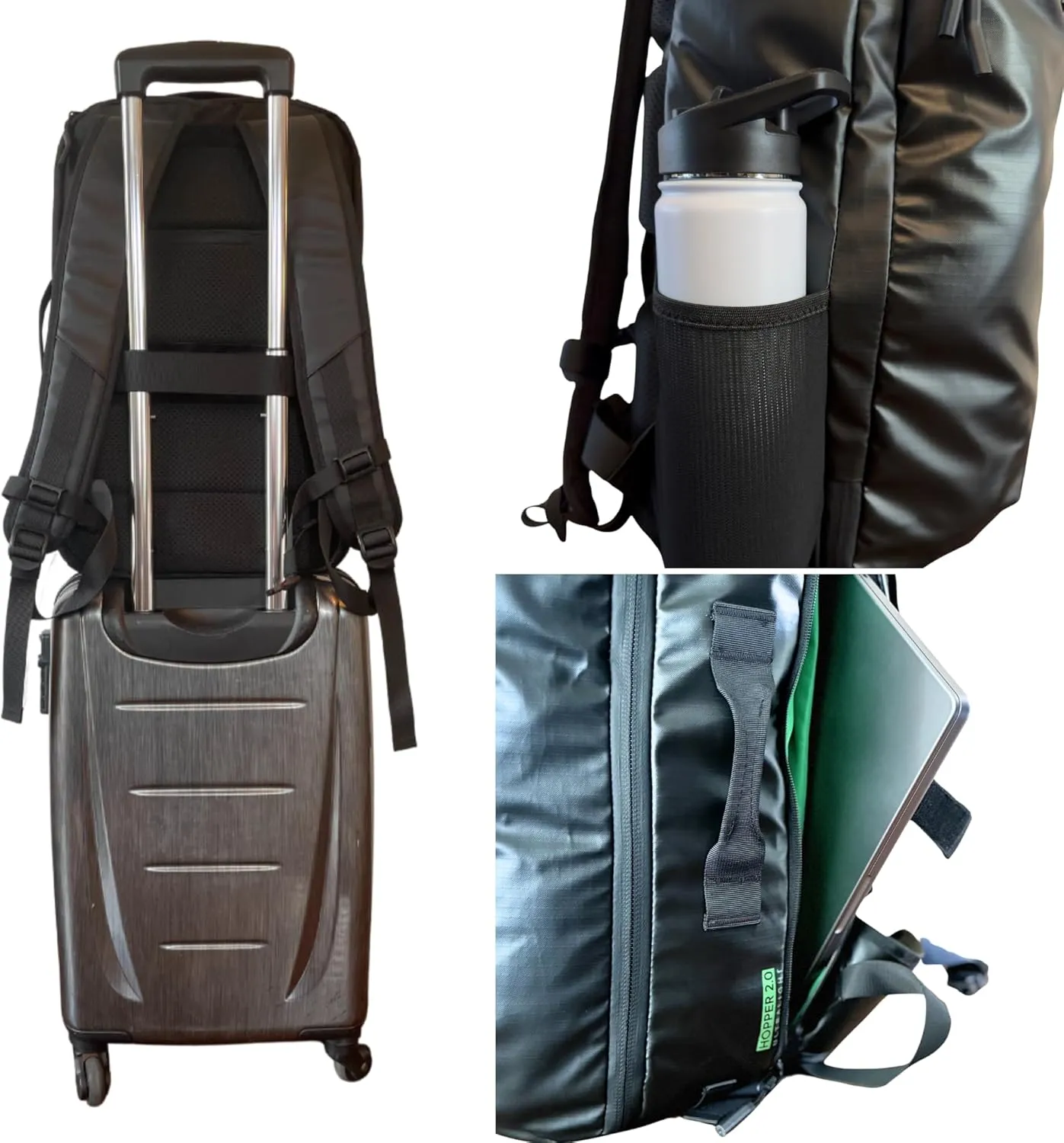 COR Surf Carry On Travel Backpack | Island Hopper 2.0 Ultralight Ariline Approved Personal Item Backpack| 28L Matte Black Waterproof Edition - FREE S-Clip Included