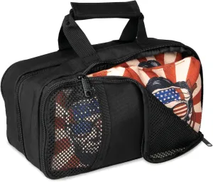 Cornhole Bag Carry Case - 8 Corn Hole Bag Carrying Case, Double Sided Mesh View Front Windows, Name Tag Slots, Carry Handle & Zippered Top Compatible with Zuca Bag Insert