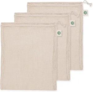 Cotton Mesh Laundry Bags for Delicate Clothes - Set of 3 Extra Large Mesh Washing Bags with Drawstring - Micro-plastic-free, Toxin-free, Dye-free & Unbleached Dryer Washer Bags (3 X-Large - 14”x18”)