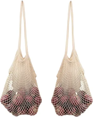 Cotton Mesh Onion Storage Bags - 100% Cotton, Reusable, and Washable Mesh Bags for Storing Potatoes, Onions, Garlic, and Other Root Vegetables - Foldable, Lightweight, and Airy Bags (2 Bags)