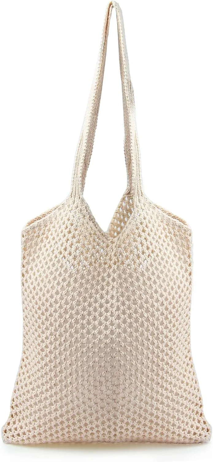 Crochet Mesh Beach Tote Shoulder Handbags Hobo Summer Aesthetic Women's Bag