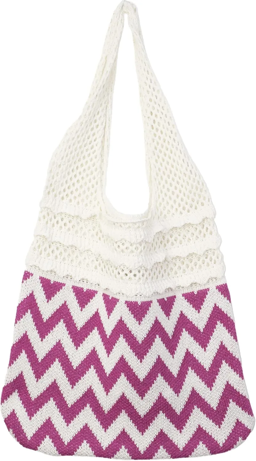 Crochet Tote Bag Women's Summer Aesthetic Mesh Beach Bags Knitting Handbags Cute