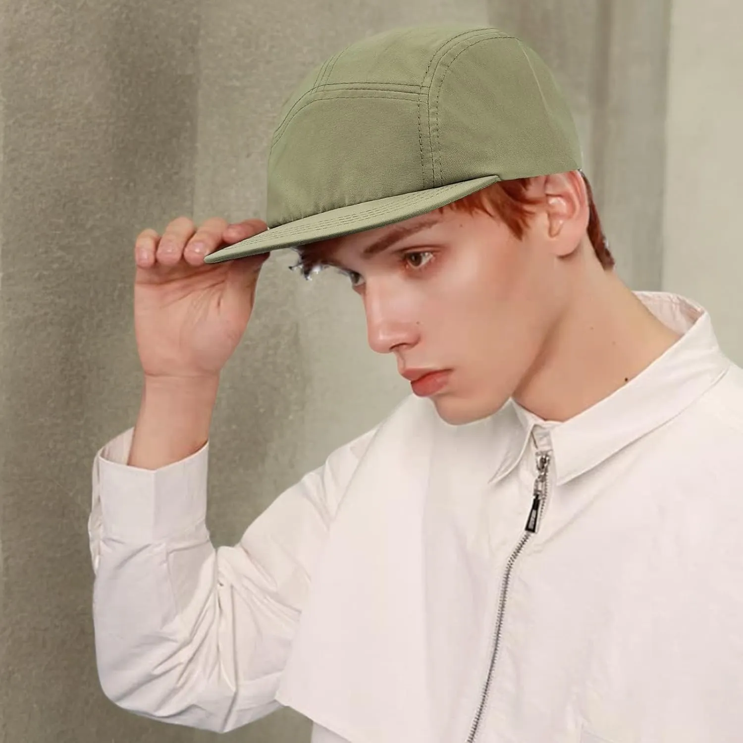 Croogo 5 Panel Short Brim Baseball Cap Casual Trucker Hat Flat Bill Sport Cap Solid Color Umpire Dad Hats Fitted Caps