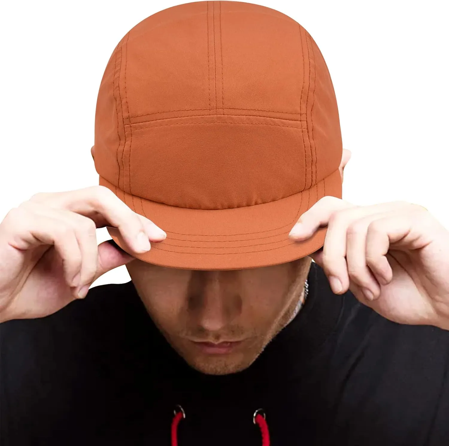 Croogo 5 Panel Short Brim Baseball Cap Casual Trucker Hat Flat Bill Sport Cap Solid Color Umpire Dad Hats Fitted Caps