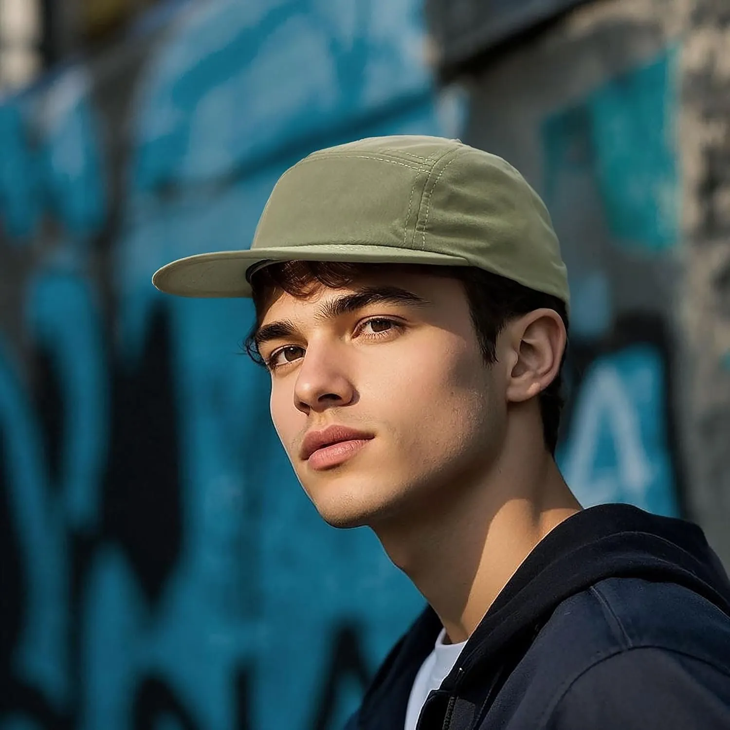 Croogo 5 Panel Short Brim Baseball Cap Casual Trucker Hat Flat Bill Sport Cap Solid Color Umpire Dad Hats Fitted Caps