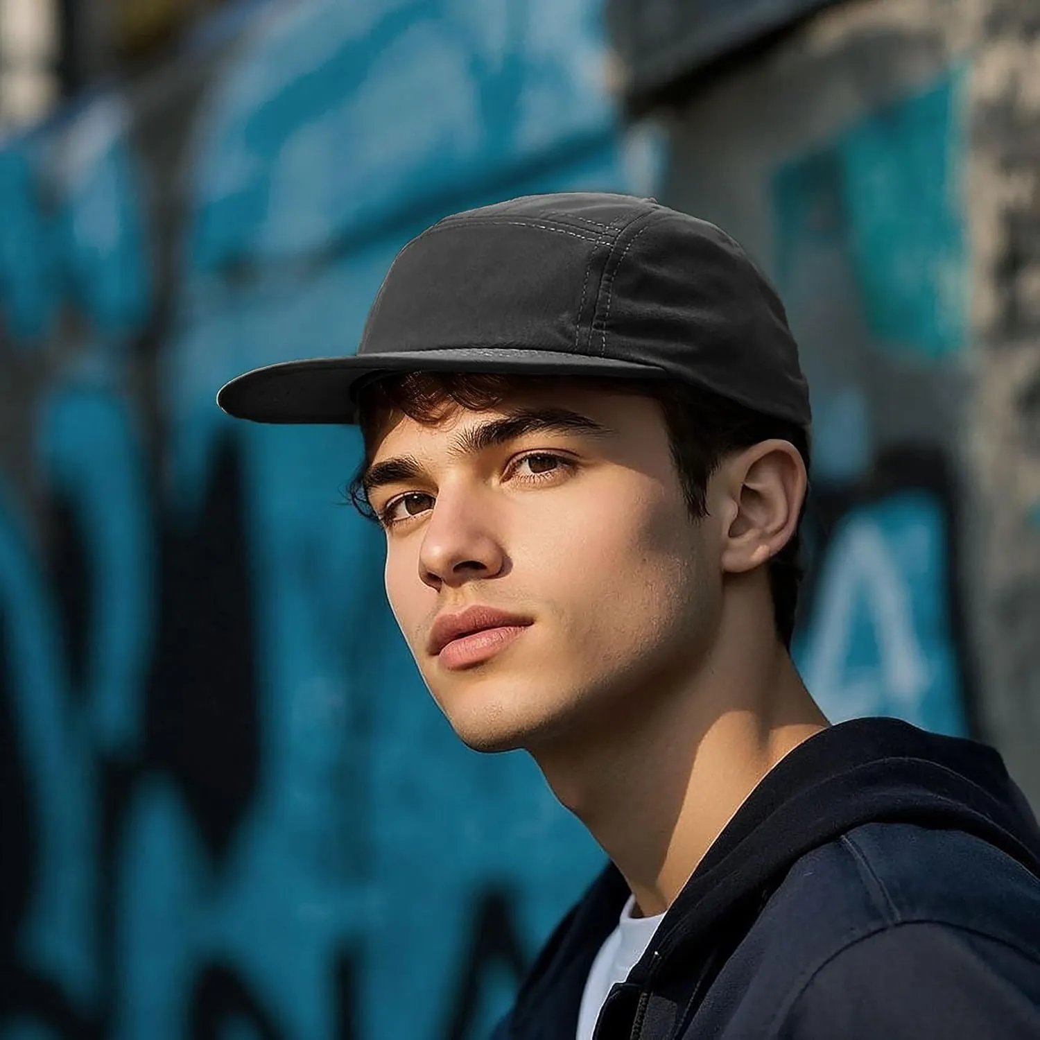 Croogo 5 Panel Short Brim Baseball Cap Casual Trucker Hat Flat Bill Sport Cap Solid Color Umpire Dad Hats Fitted Caps