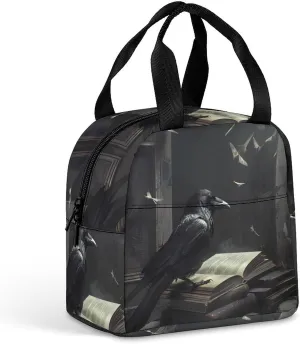 Crow Print Lunch Bag Portable Lunch Box Insulated Bag Durable Tote Bag for Women Men