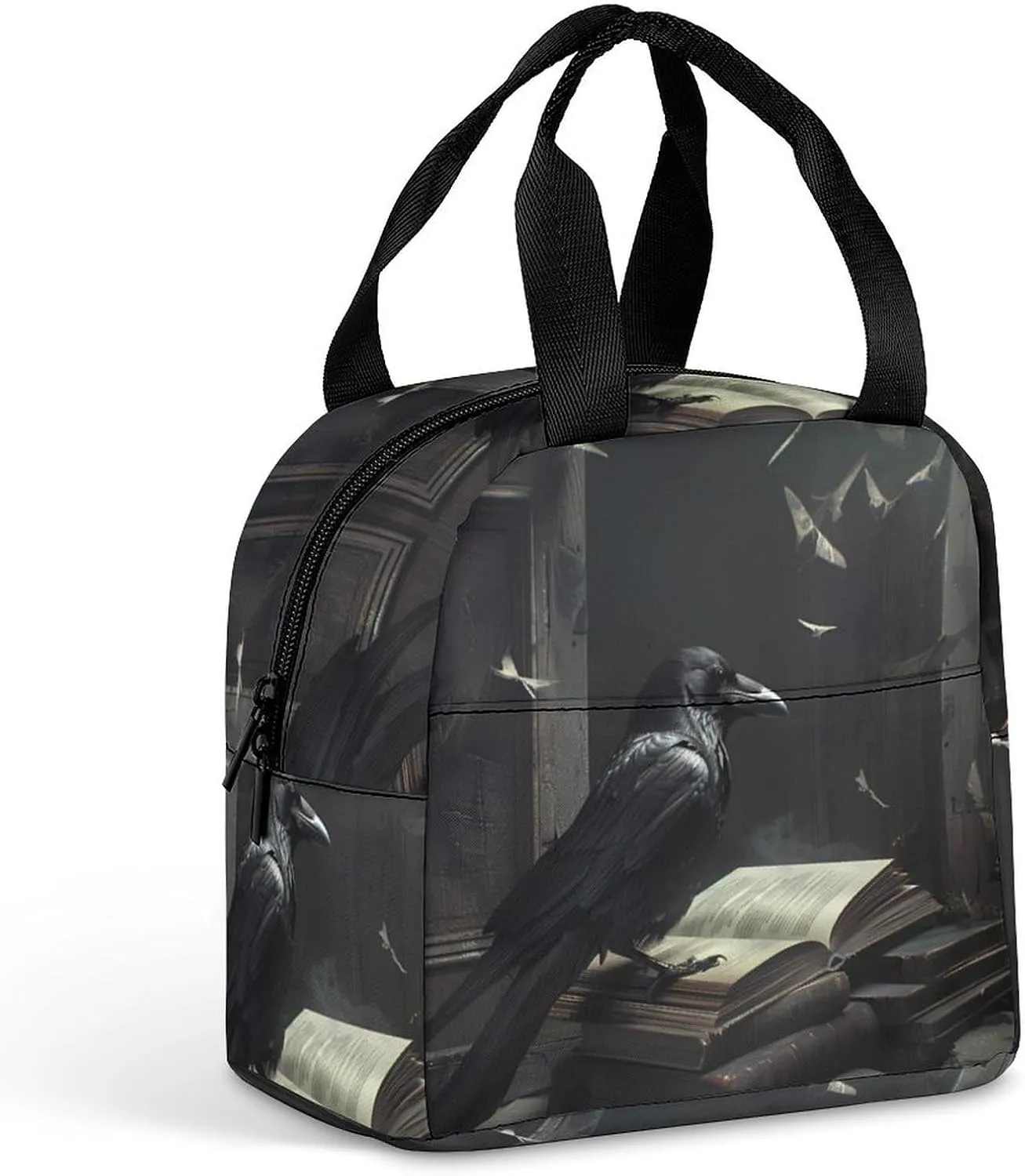 Crow Print Lunch Bag Portable Lunch Box Insulated Bag Durable Tote Bag for Women Men