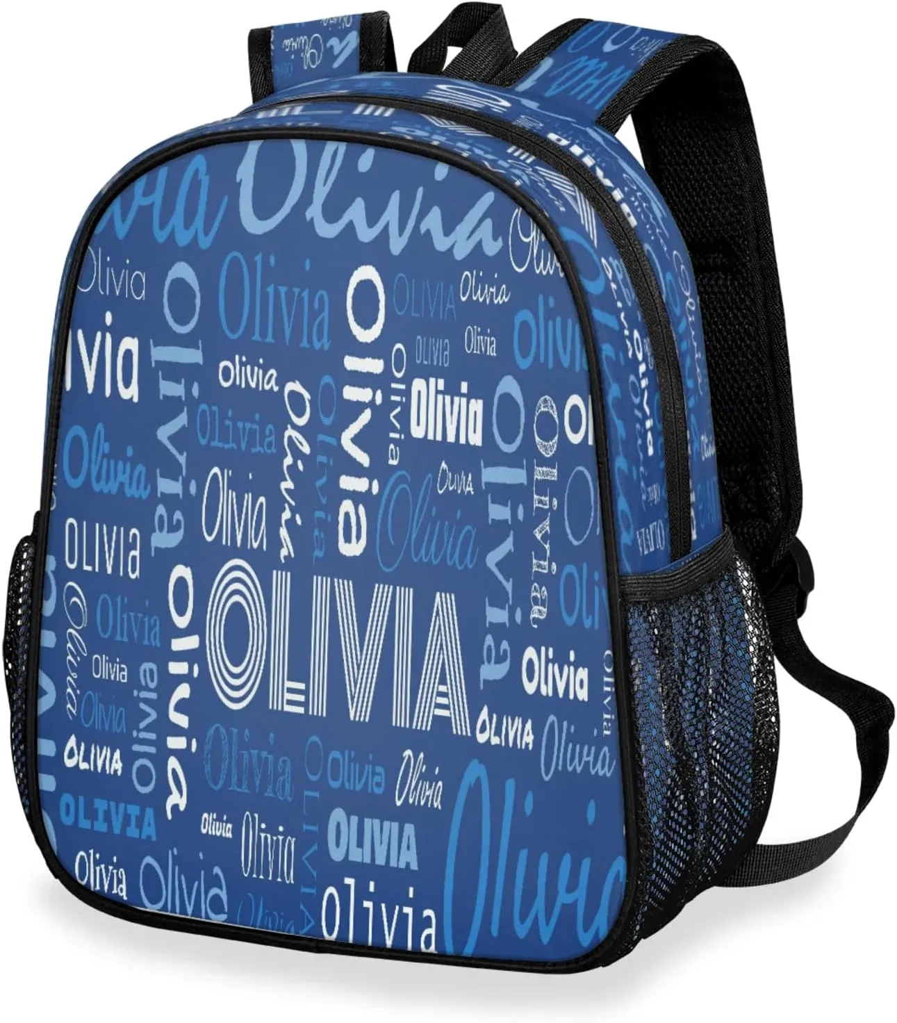 Custom Backpack Bag for Women Men, Waterproof Personalized Casual Backpacks with Name, Dark Blue Background Custom Daypack with Adjustable Shoulder Straps