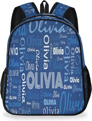Custom Backpack Bag for Women Men, Waterproof Personalized Casual Backpacks with Name, Dark Blue Background Custom Daypack with Adjustable Shoulder Straps