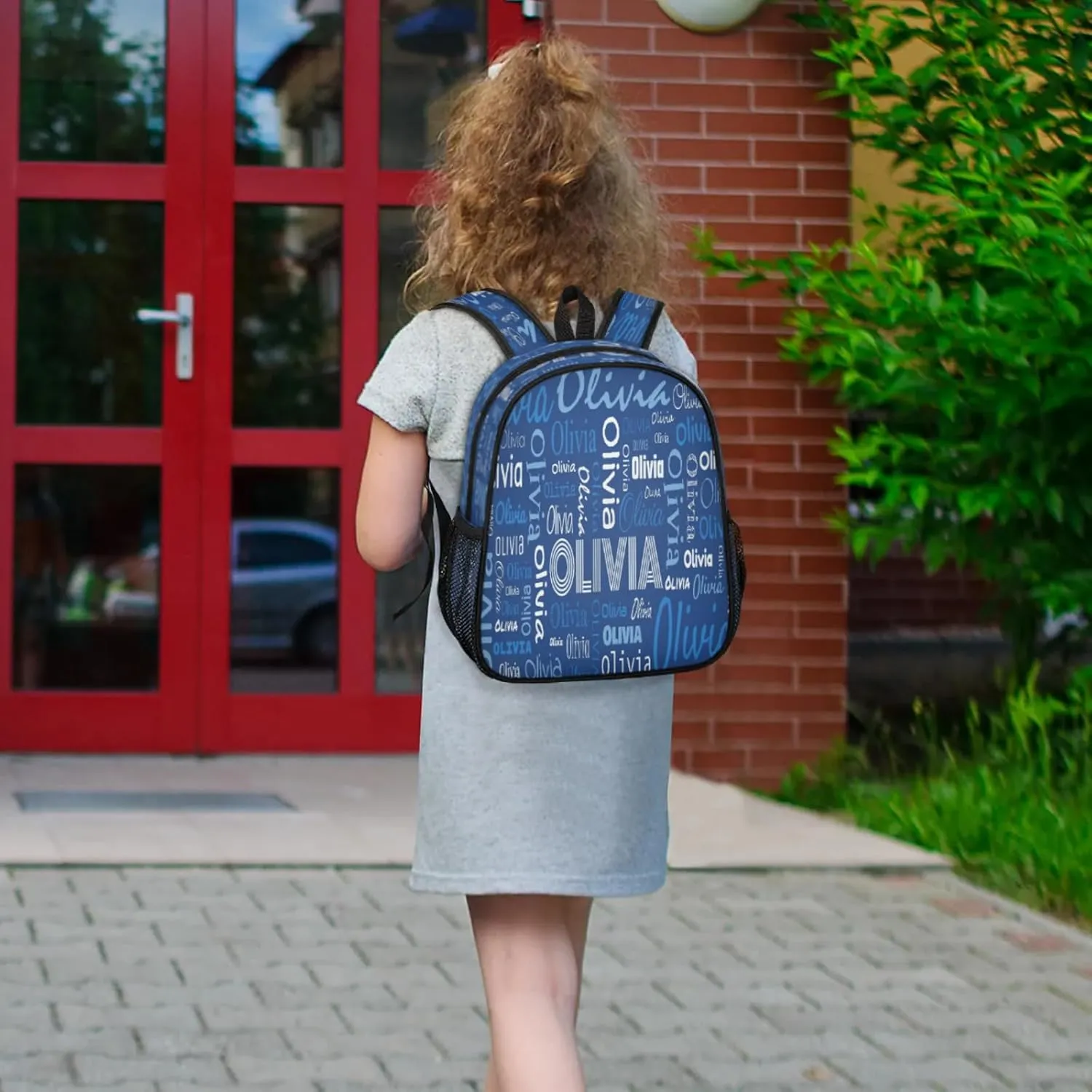 Custom Backpack Bag for Women Men, Waterproof Personalized Casual Backpacks with Name, Dark Blue Background Custom Daypack with Adjustable Shoulder Straps
