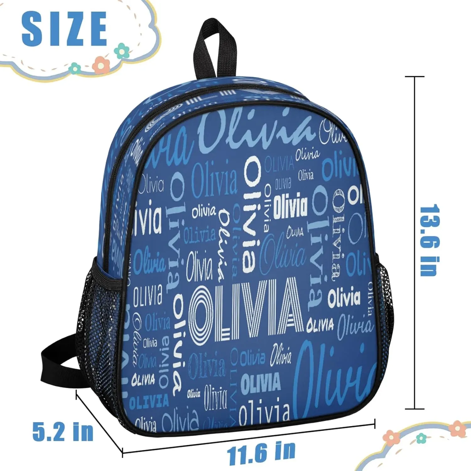 Custom Backpack Bag for Women Men, Waterproof Personalized Casual Backpacks with Name, Dark Blue Background Custom Daypack with Adjustable Shoulder Straps