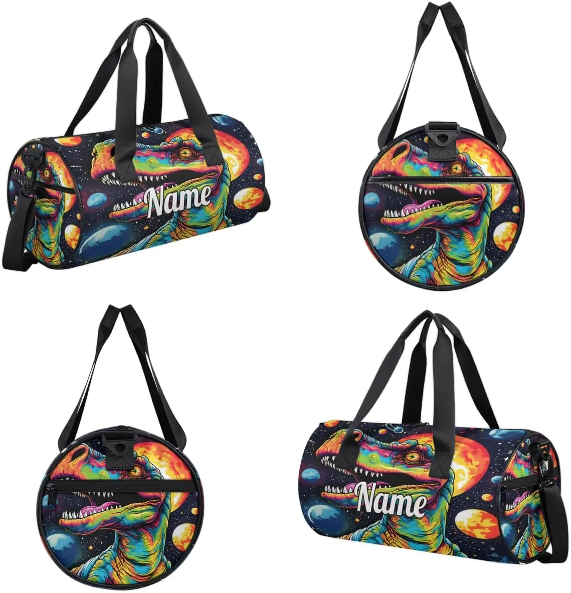 Custom Dance Duffel Bag Sport Backpacks Gyms and Weekend Overnight Travel Duffle Bag Birthday Christmas Halloween Waterproof, Dinosaur