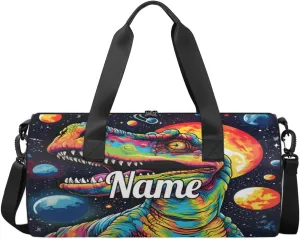 Custom Dance Duffel Bag Sport Backpacks Gyms and Weekend Overnight Travel Duffle Bag Birthday Christmas Halloween Waterproof, Dinosaur