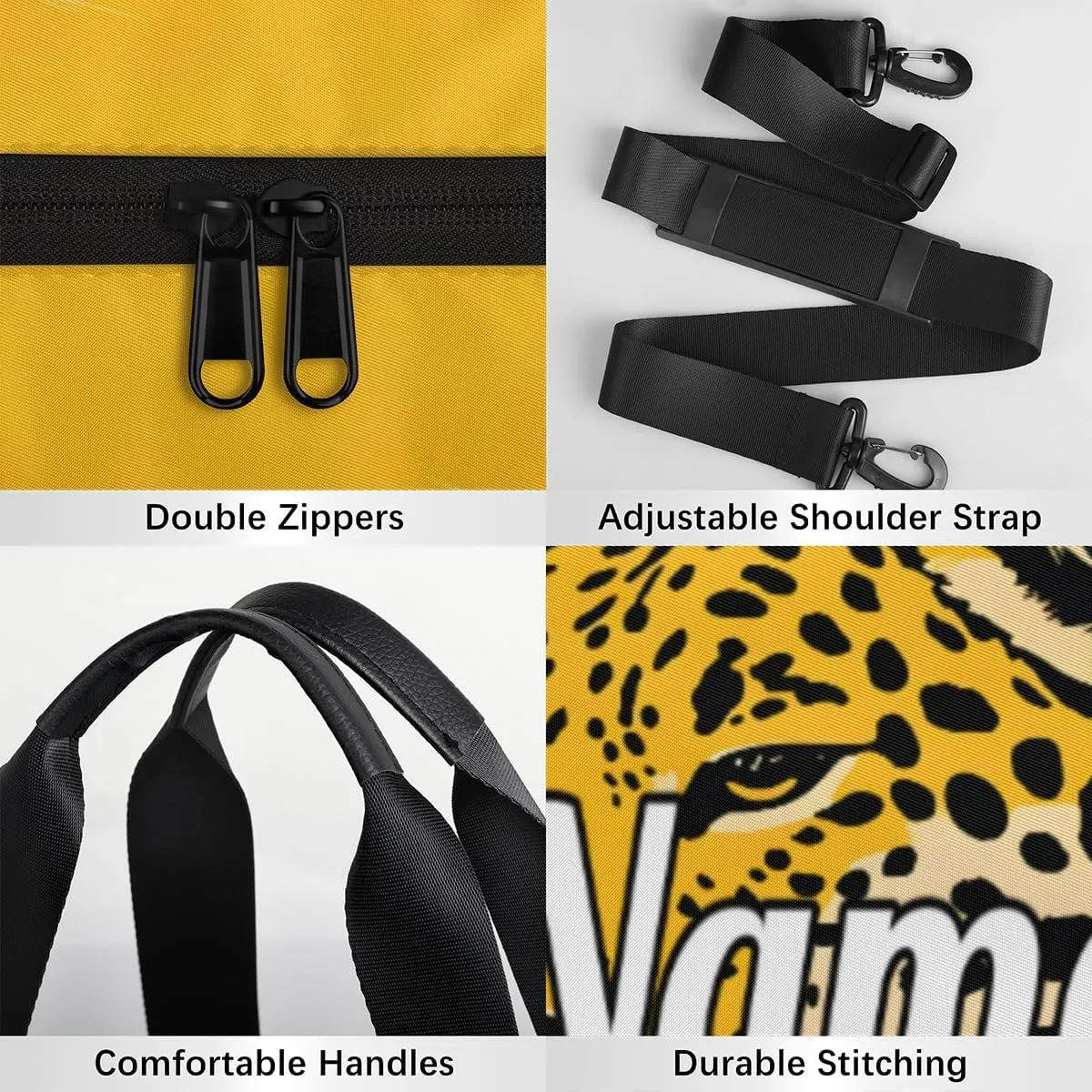 Custom Dance Duffel Bag Sport Backpacks Gyms and Weekend Overnight Travel Duffle Bag Birthday Christmas Halloween Waterproof, Leopard Print