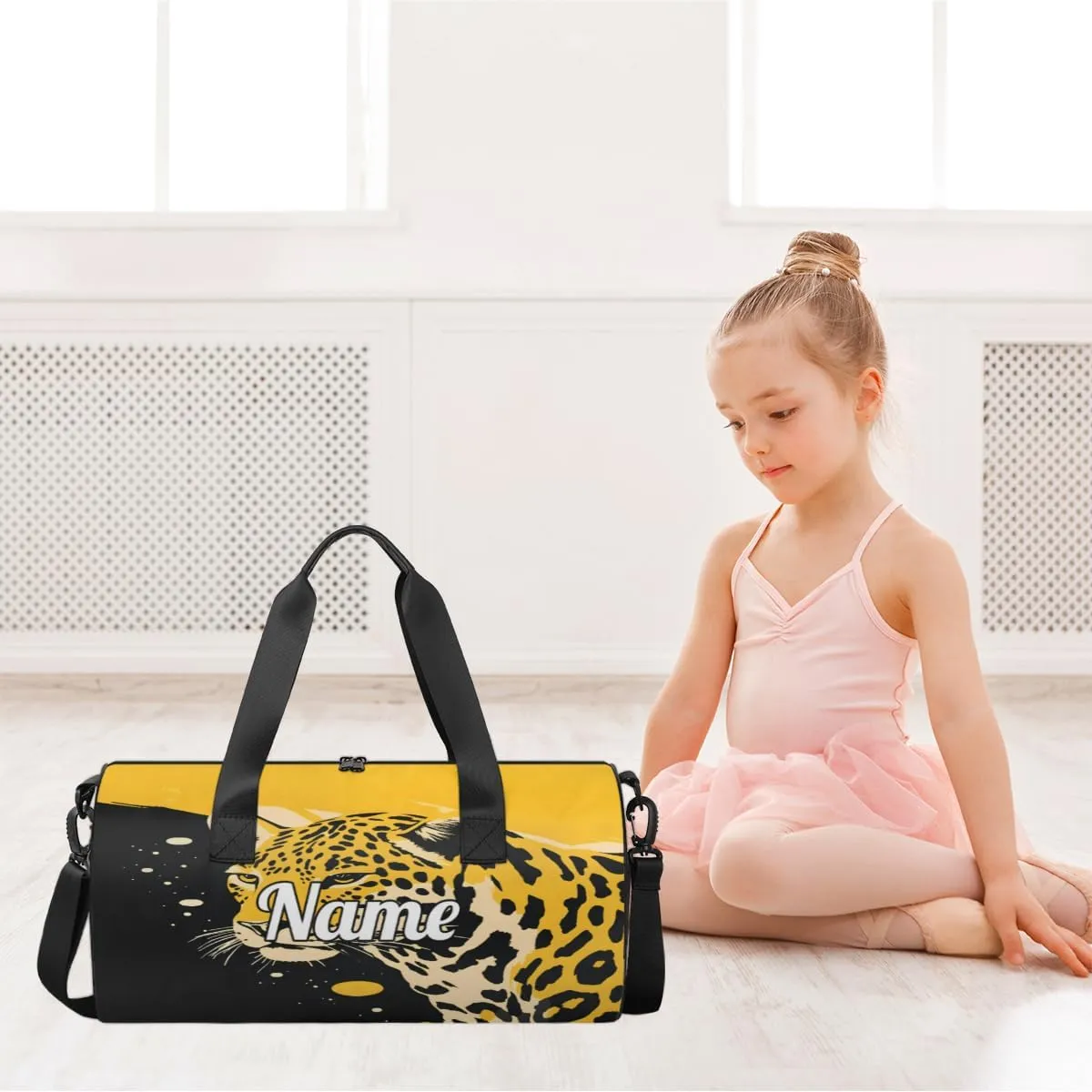 Custom Dance Duffel Bag Sport Backpacks Gyms and Weekend Overnight Travel Duffle Bag Birthday Christmas Halloween Waterproof, Leopard Print