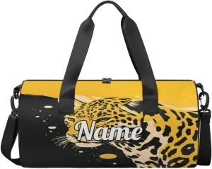 Custom Dance Duffel Bag Sport Backpacks Gyms and Weekend Overnight Travel Duffle Bag Birthday Christmas Halloween Waterproof, Leopard Print