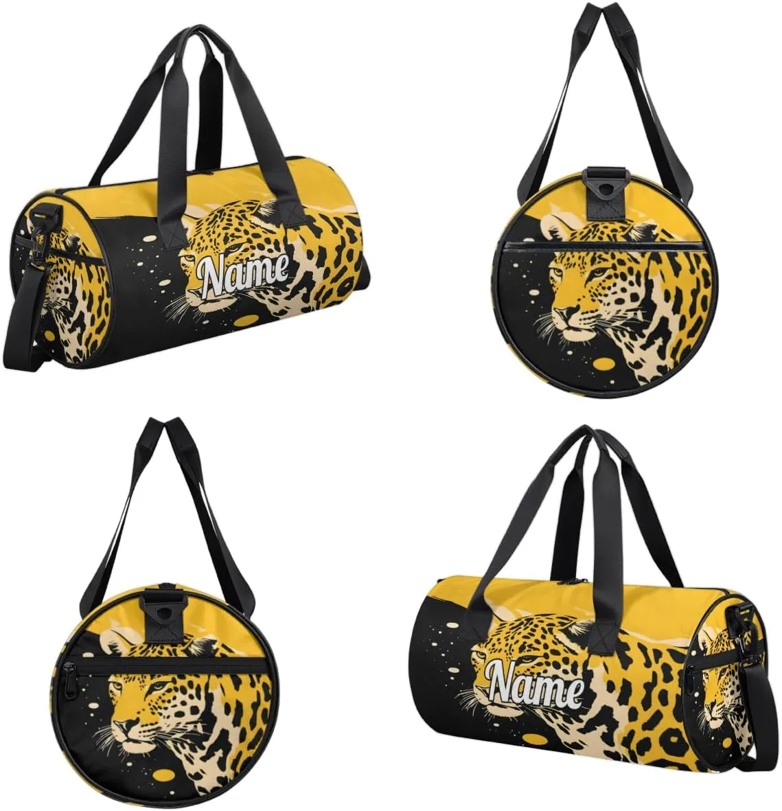 Custom Dance Duffel Bag Sport Backpacks Gyms and Weekend Overnight Travel Duffle Bag Birthday Christmas Halloween Waterproof, Leopard Print