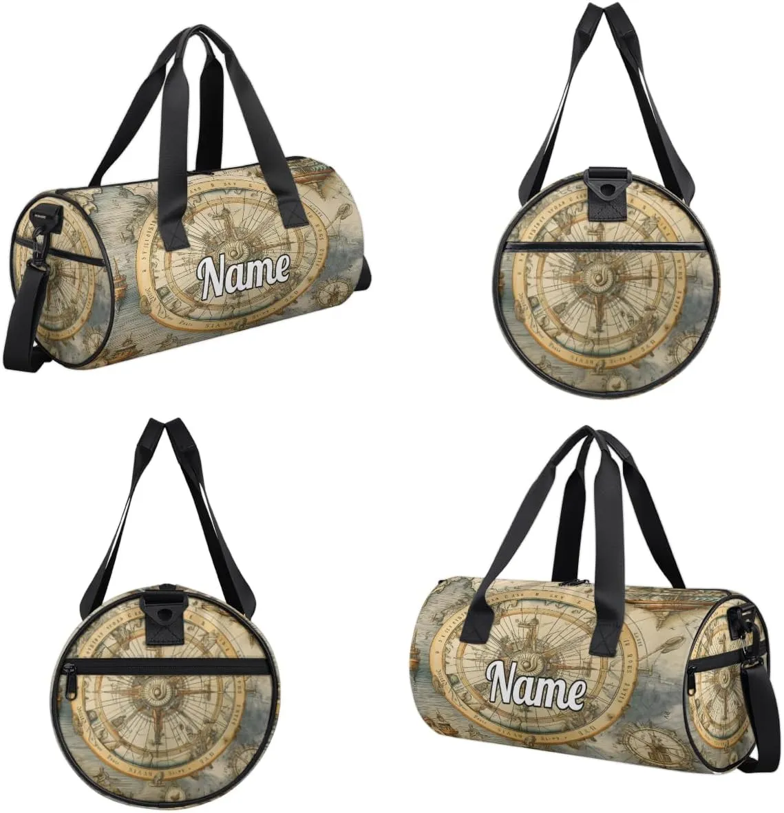 Custom Dance Duffel Bag Sport Backpacks Gyms and Weekend Overnight Travel Duffle Bag Birthday Christmas Halloween Waterproof, Ocean Compass