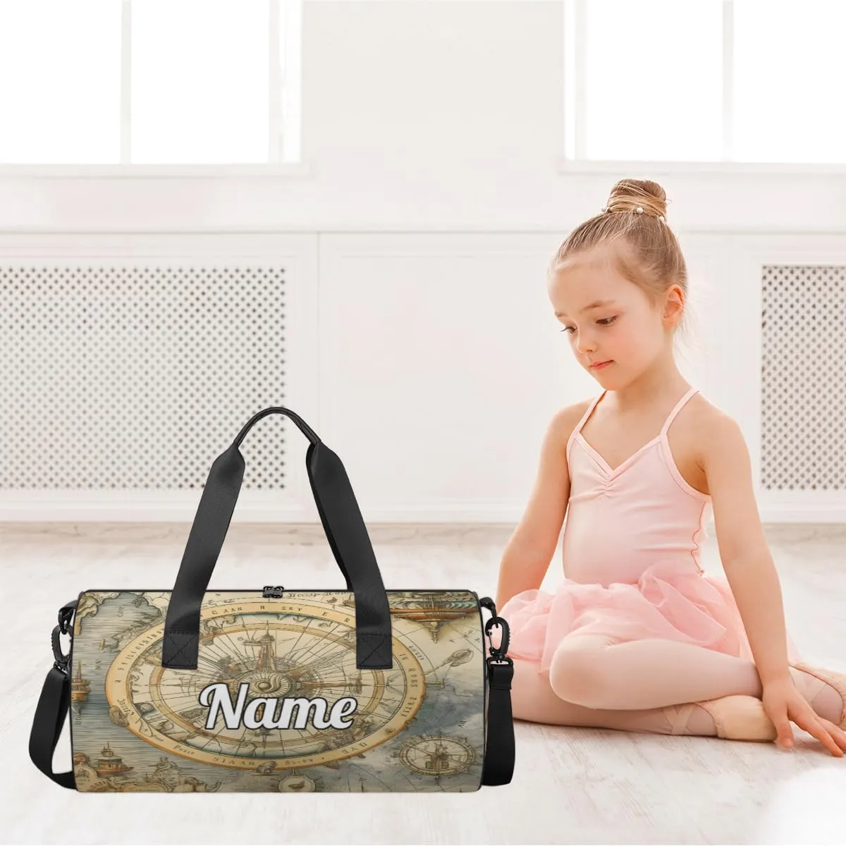 Custom Dance Duffel Bag Sport Backpacks Gyms and Weekend Overnight Travel Duffle Bag Birthday Christmas Halloween Waterproof, Ocean Compass